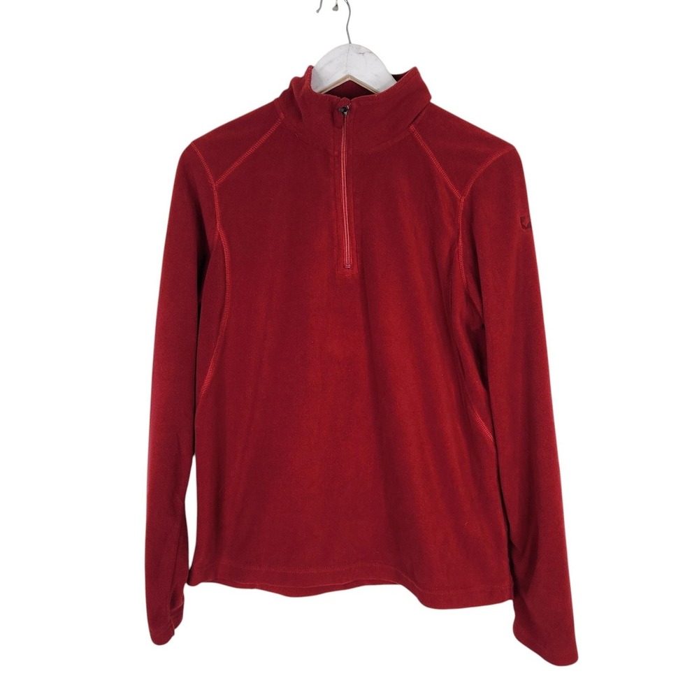 KILLTEC Fleece Sweatshirt Womens 10 Red 1/4 Zip Mock Neck Pullover Active Top